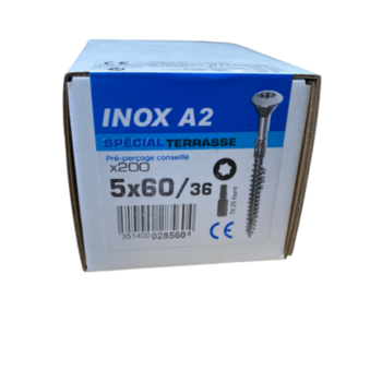 Vis Spécial Terrasse Ø5x60 INOX A2 (x200)